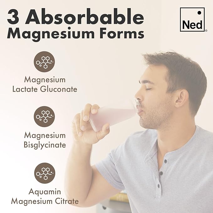 Ned - Mellö Magnesium Superblend - Magnesium Powder Unflavored Supplement Drink Mix with All Natural Magnesium Glycinate and L Theanine, Supports Cognitive Function, Sleep, Calm 10 Servings