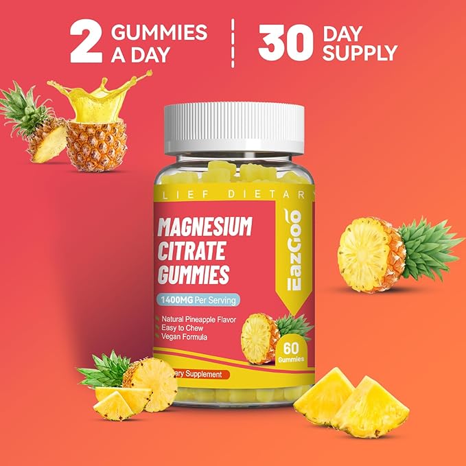 1400MG Magnesium Citrate Gummies, High Absorption Magnesium Gummies for Adults, Extra Strength Magnesium Gummy Supplement for Healthy Relaxation, Vegan, Non-GMO, 120 Gummies