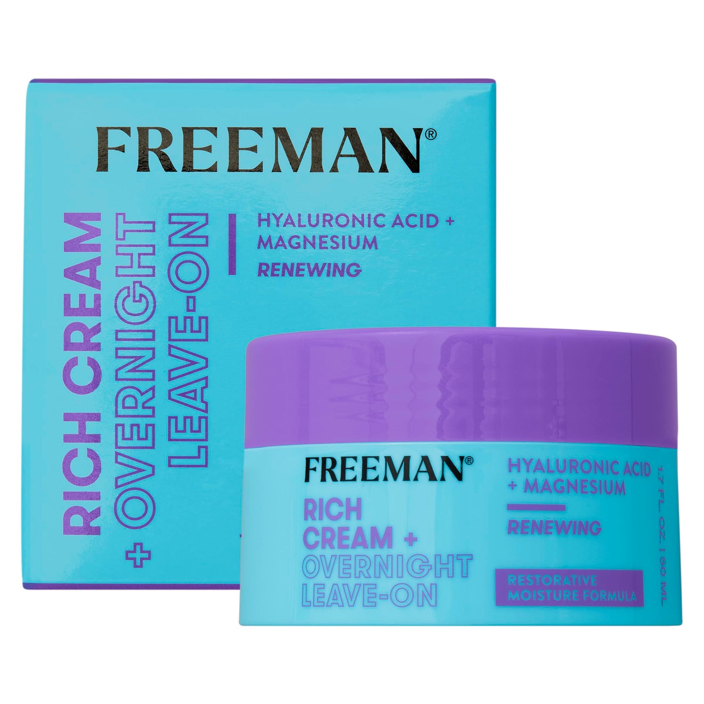 Freeman Restorative Moisturizing & Repairing Rich Cream + Overnight Leave-On Treatment, For Dull & Tired Skin, Infused With Magn