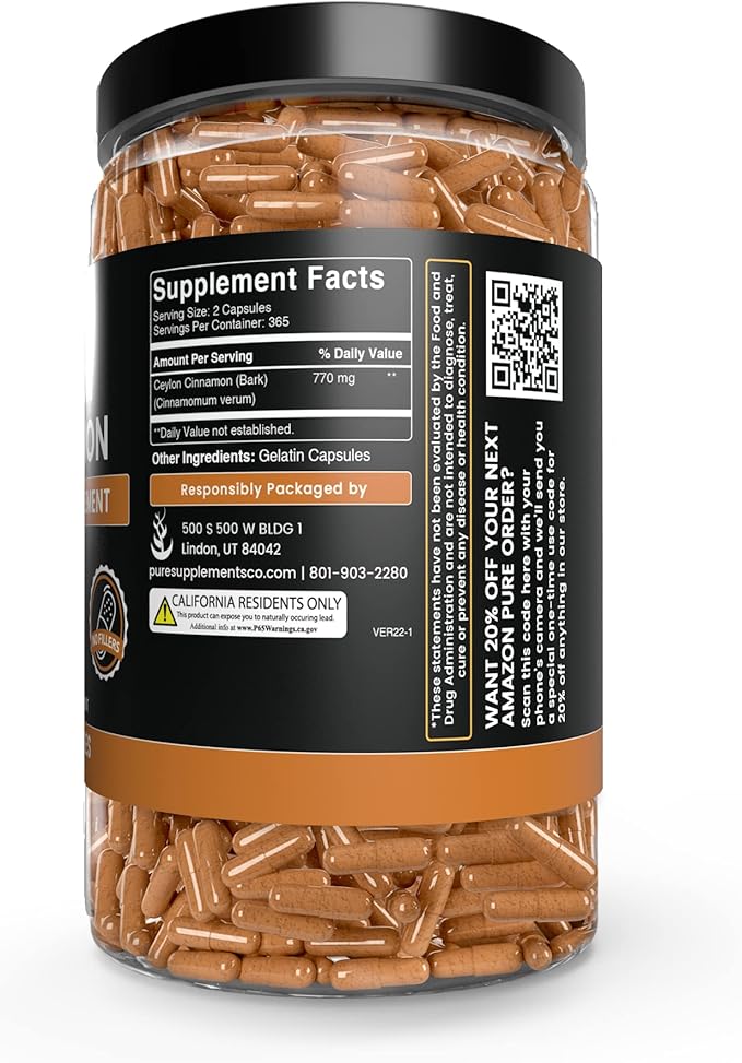 Pure Original Ingredients Berberine, Bitter Melon, and Ceylon Cinnamon Capsules Bundle (730 Capsules) No Magnesium or Rice Fillers