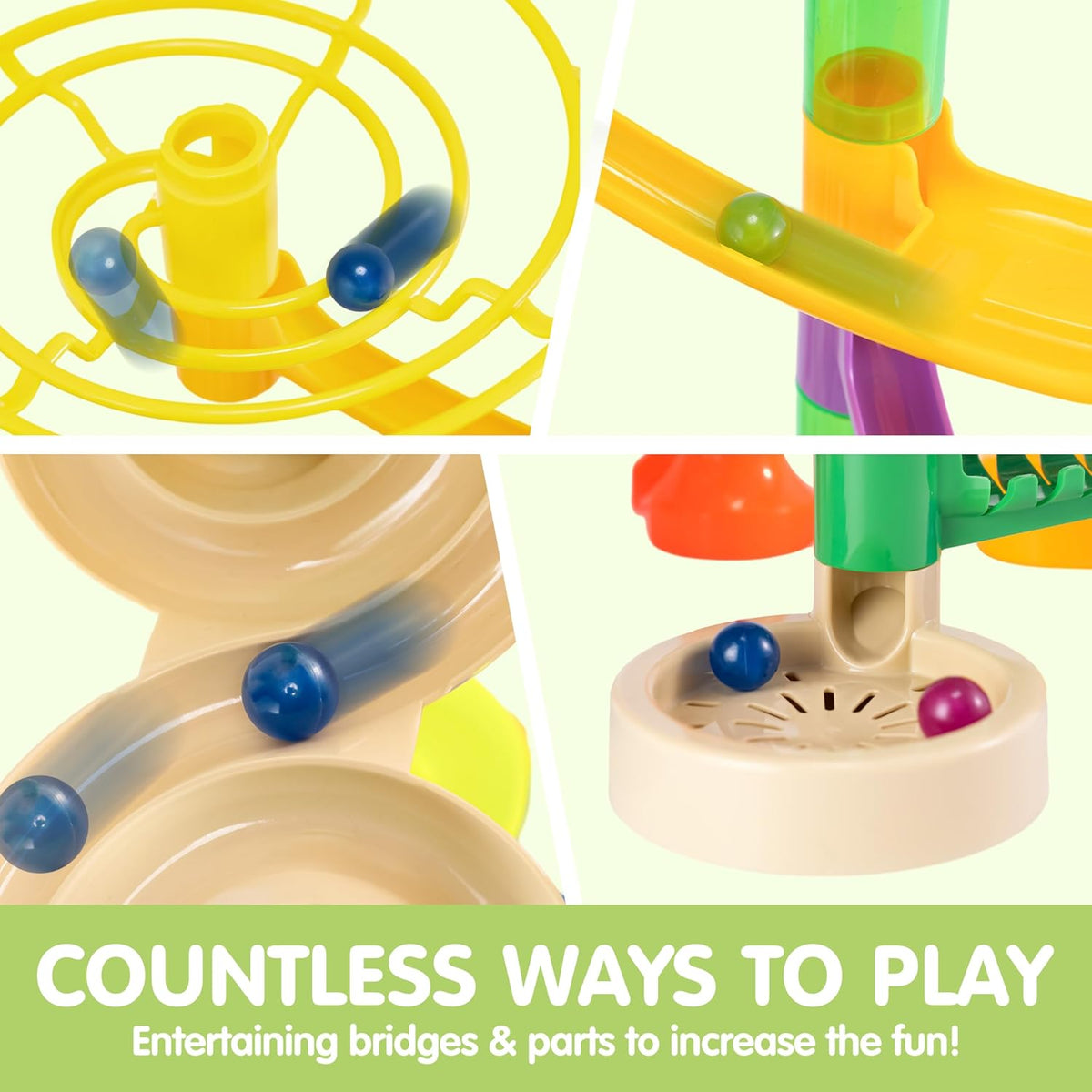 JOYIN 236Pcs Glowing Marble Run with Motorized Elevator- Construction Building Blocks Toys with 30 Glow in The Dark Plastic Marbles, STEM Toy for Boys and Girls, Birthday Gift, Easter Basket Stuffers