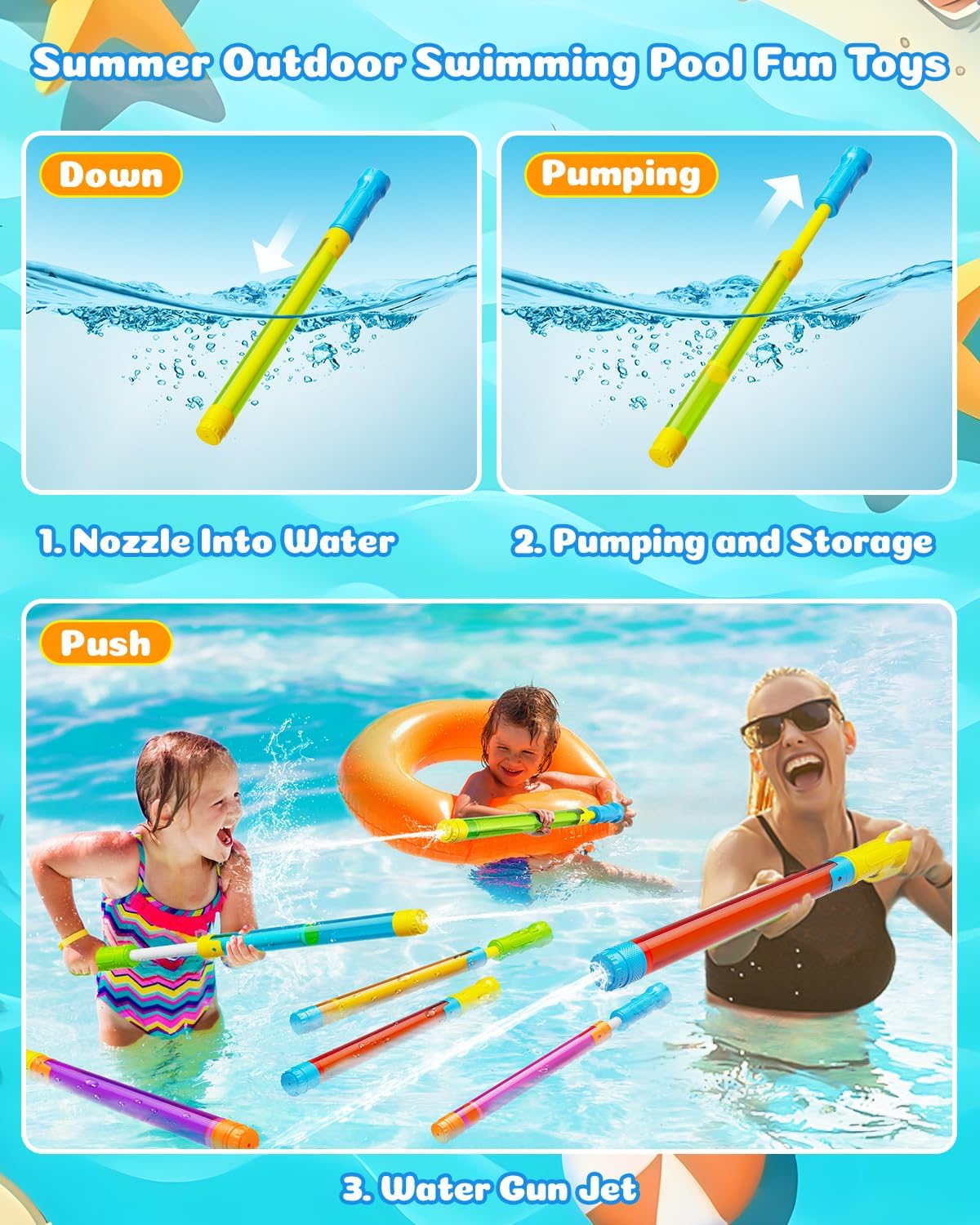 Water Gun Squirt Toys for Kids Adults Shoot Up to 40 Feet 18 Pack | Outdoor Super Blaster, for Age 3-4-5-8-12 Bulk, Fun Water Squirter for Swimming Pool Beach Summer Outside Party Games