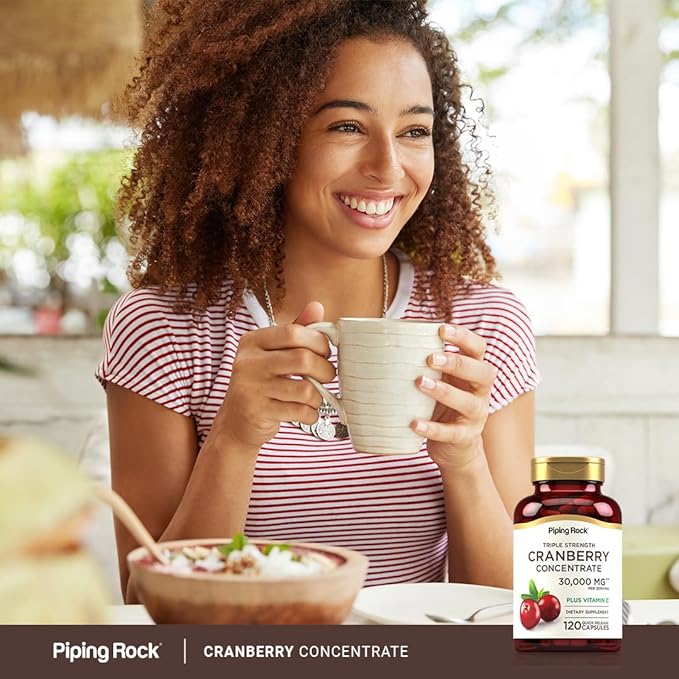 Piping Rock Cranberry Pills | 30,000 mg | 120 Capsules | Supplement for Women & Men | Triple Strength Concentrate Extract Plus Vitamin C | Non-GMO, Gluten Free