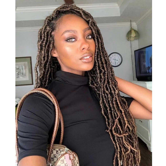 22 Inch Soft Locs Crochet Hair Pre Looped 6 Packs Faux Locs Crochet Braids Curly Wavy Goddess Locs For Butterfly Locs Hair (22 I