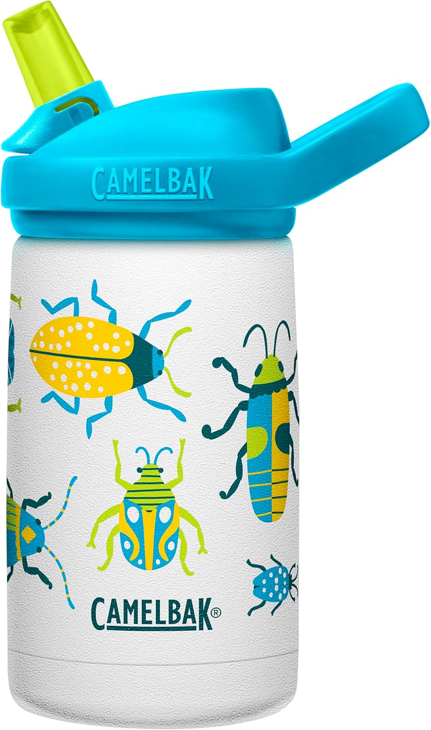 CamelBak Eddy+ Kids Insulated Stainless Steel Water Bottle with Bite Valve Straw, Leak‑Resistant Design for Everyday Hydration, 12oz, Biking Dogs