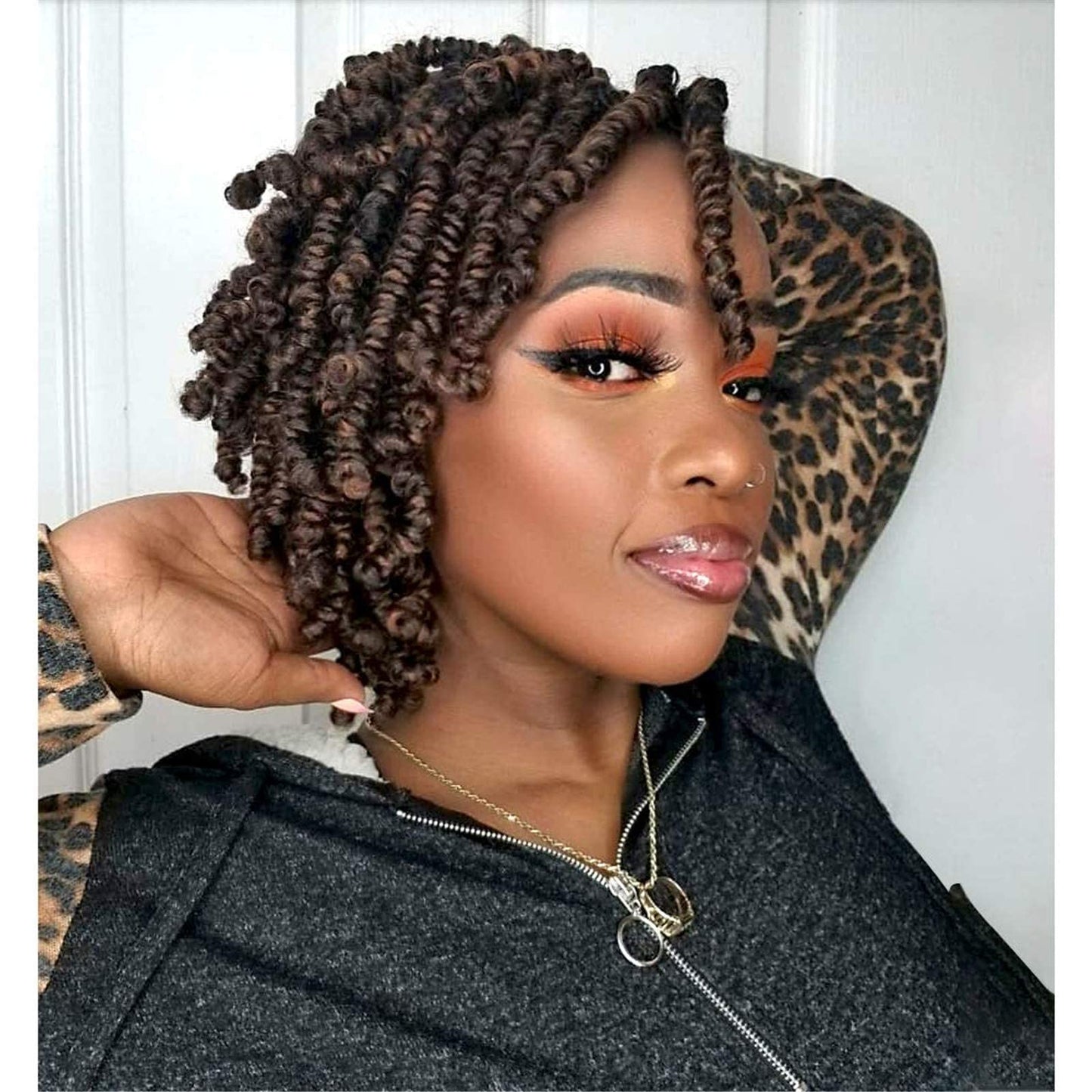 Toyotress Bob Spring Twist Crochet Hair - 12 Inch 7Pcs (140 Strands) Ombre Brown Cute & Versatile Pre-Twisted Spring Twists Croc