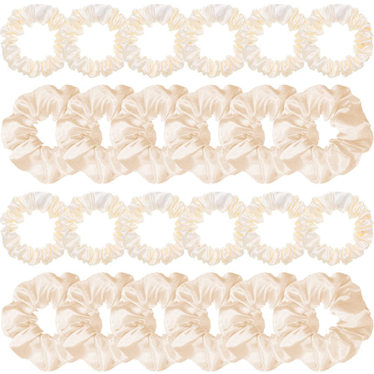 24 Pieces Satin Hair Scrunchies Silky Elastic Hair Bands Skinny Solid Hair Ties Ropes Ponytail Holder For Women Hair Accessories