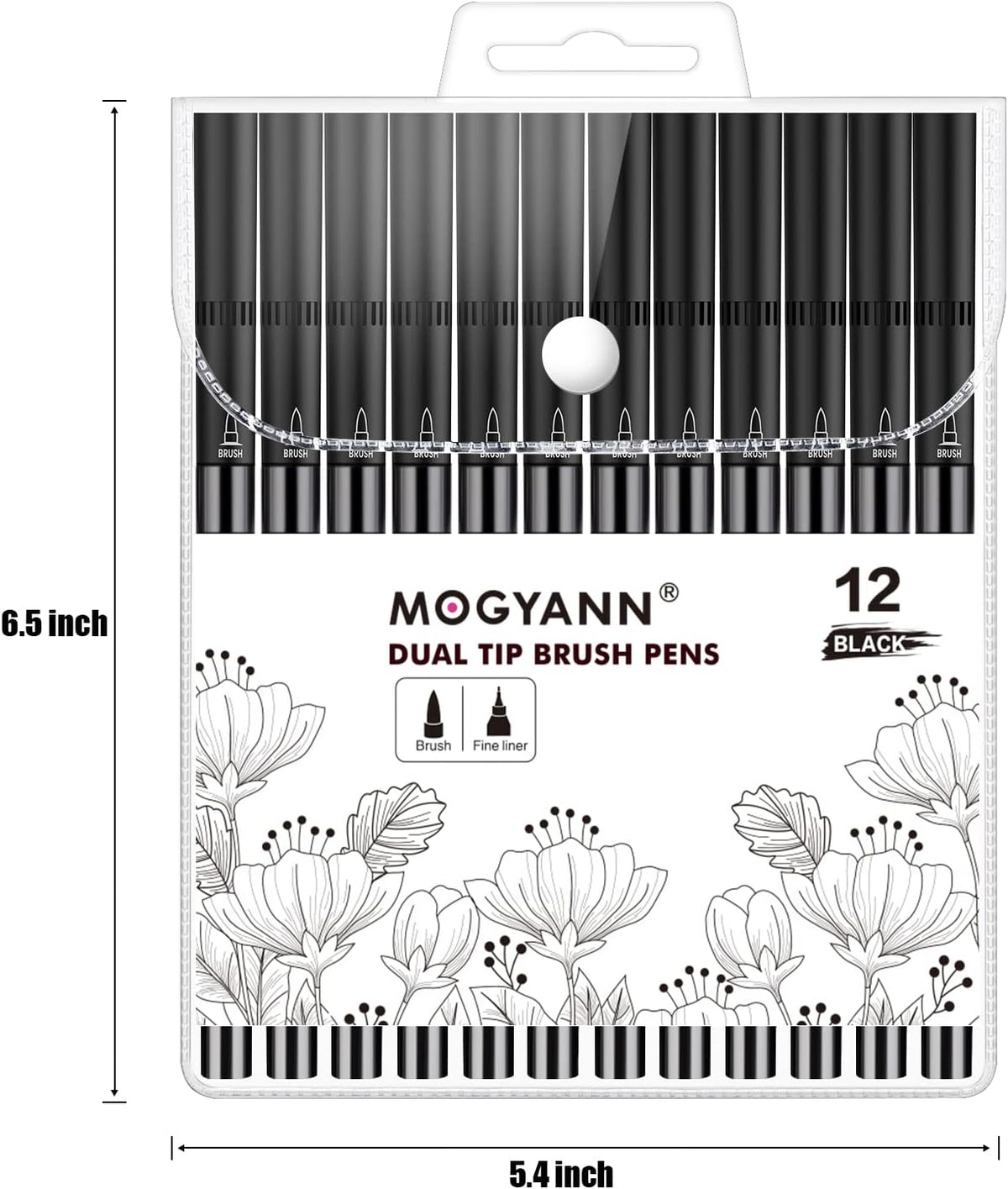 Drawing Pens, 12 Pack Dual Brush Pens Black Markers for Art Drawing Sketching