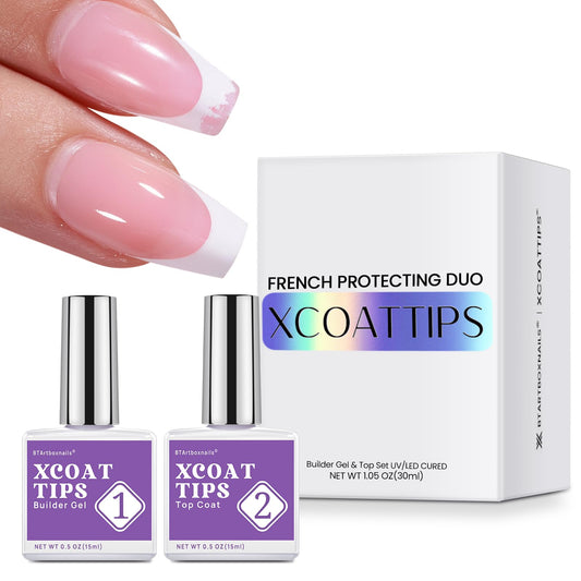 Btartboxnails Xcoattips French Protecting Duo Builder Gel And Top Coat Set To Protect French Xcoattips, No More French Tips Area