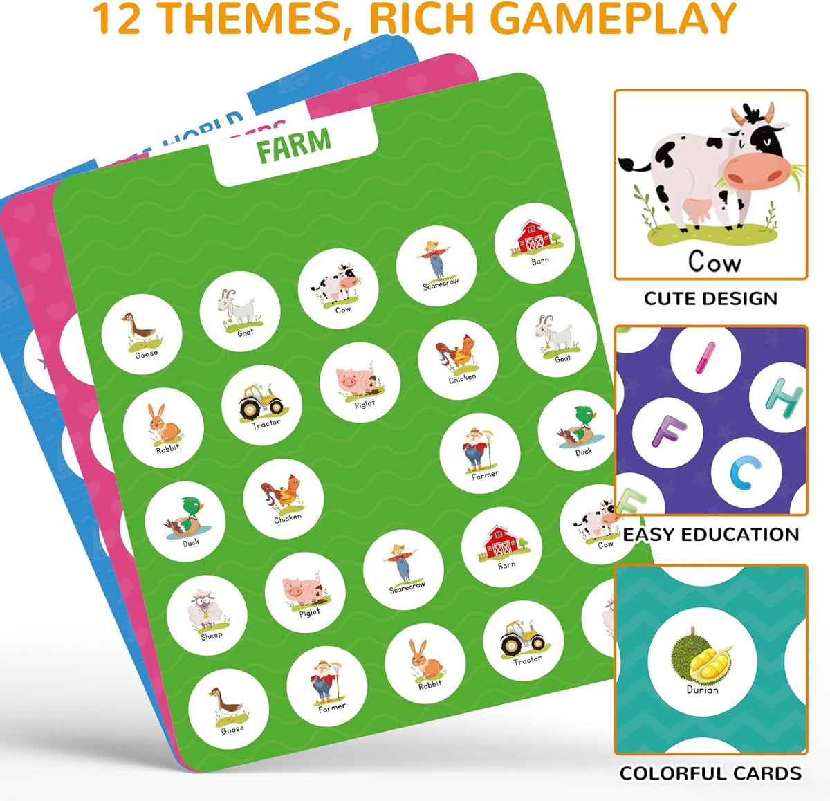 Matching Memory Game for Kids 3-8 Years: Wooden Board Game for Travel, Camping, and Home