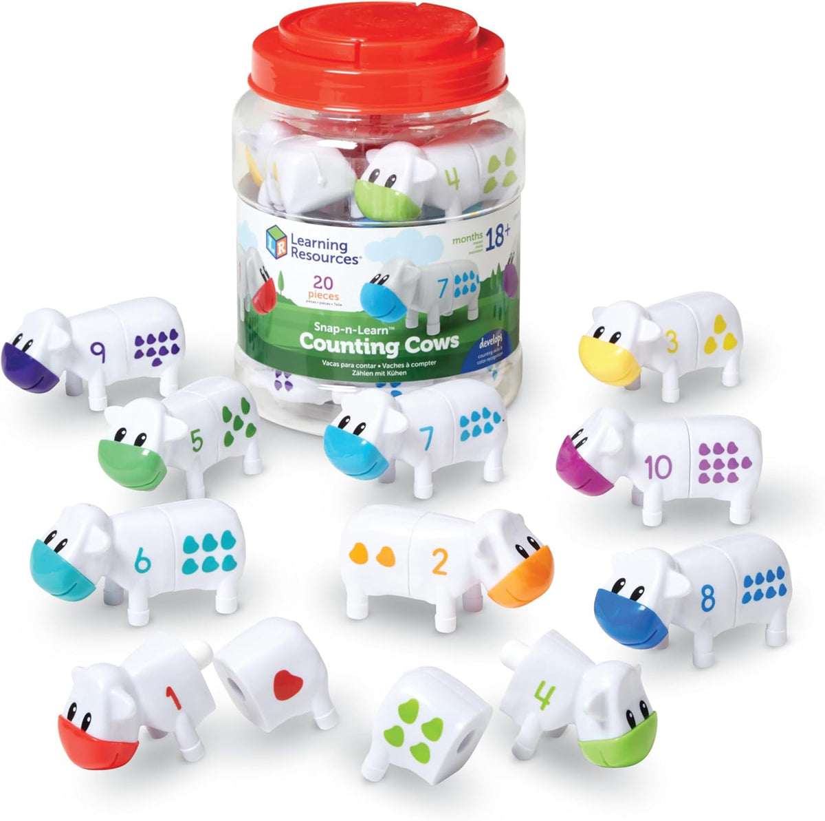 Learning Resources Snap-n-Learn Counting Cows Farm Toy Set for Toddlers, Preschoolers and Pre K Activities
