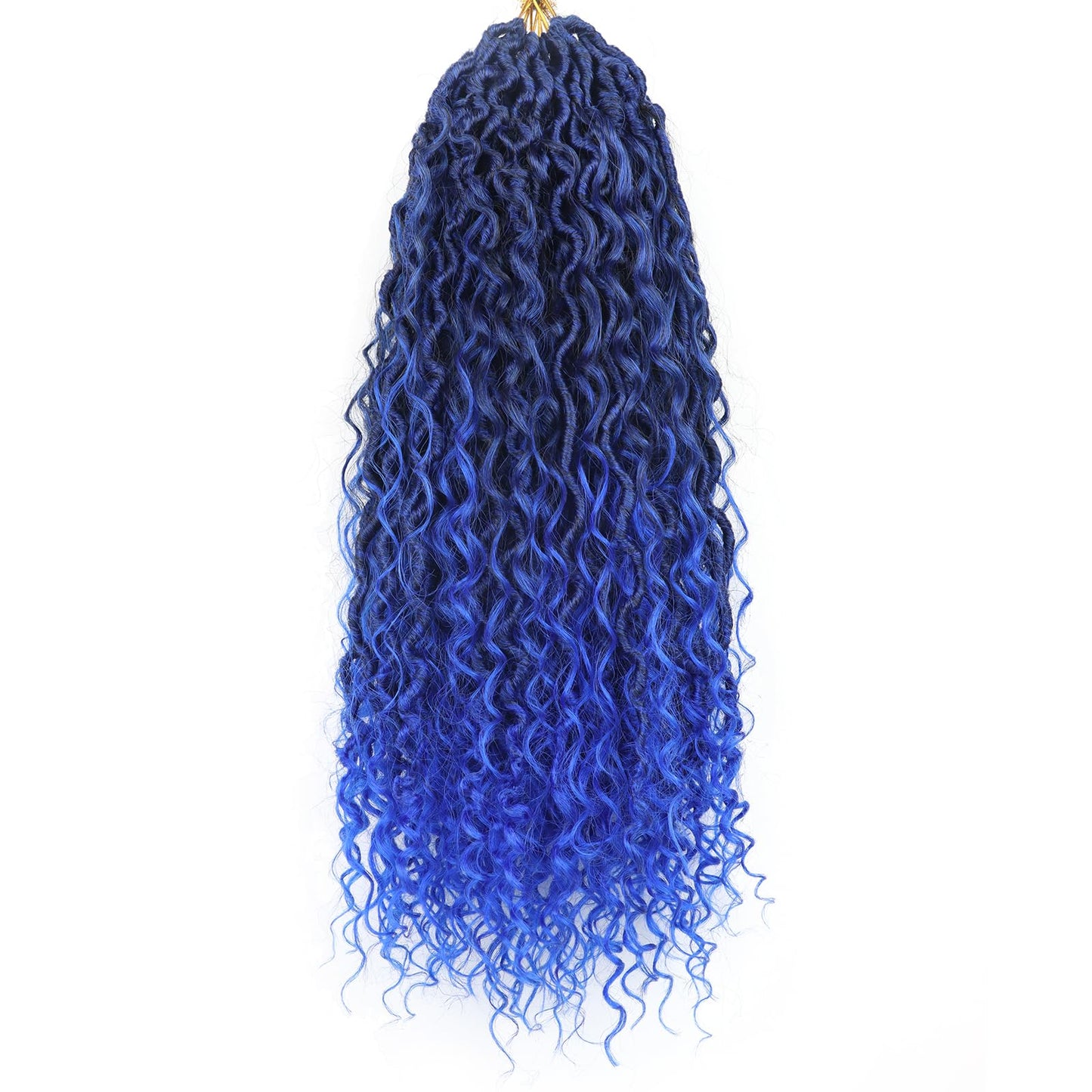 Blue Crochet Hair 18 Inch Goddess Locs Crochet Hair For Black Women 7 Packs Faux Locs Crochet Hair Long Bohemian Locs With Curly