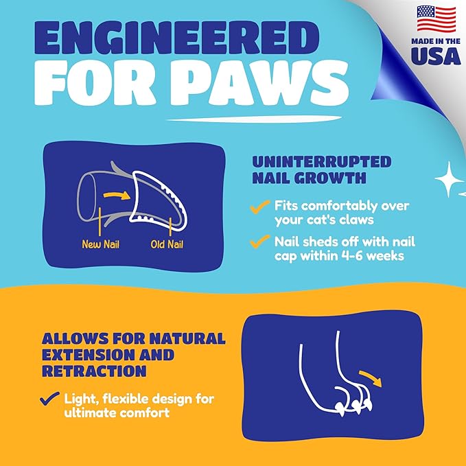 Soft Claws Cat Nail Caps for Medium Cats – (40 Caps, The Games) - Made in USA - Veterinarian-Developed | Protects Furniture & Skin - Easy to Apply, Long-Lasting Anti-Scratch Soft Cat Claw Covers