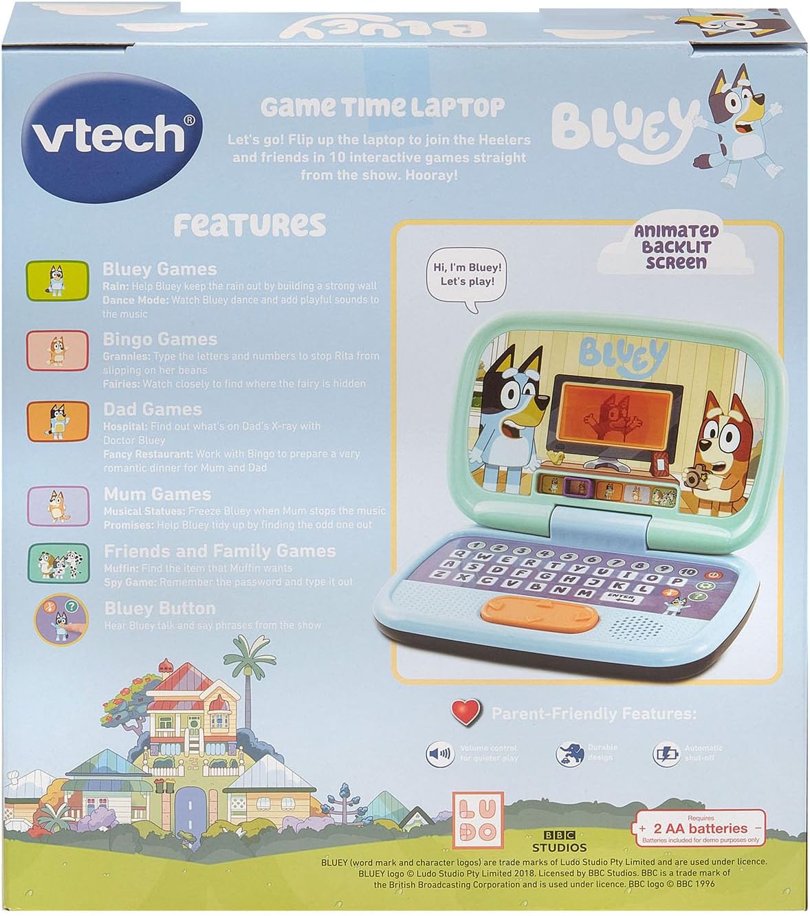 VTech Bluey Game Time Laptop: 10 Interactive Games Featuring Beloved Characters