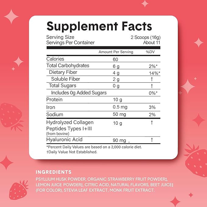 Bellway Super Fiber Powder + Collagen, Sugar-Free Psyllium Husk Powder with Hydrolyzed Collagen Peptides for Gut Health, Healthy Skin, Nails, Bones & Joints, Strawberry Lemonade & Watermelon Bundle