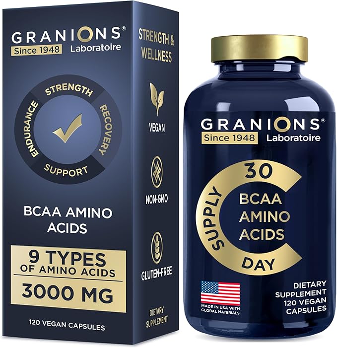 Essential Amino Acids Supplement for Men & Women - All 9 BCAAs EAA Supplements Formula - Leucine Amino Acid, Lysine, Tryptophan, Advanced Amino Energy & Muscle Recovery - 120 Vegan BCAA Capsules