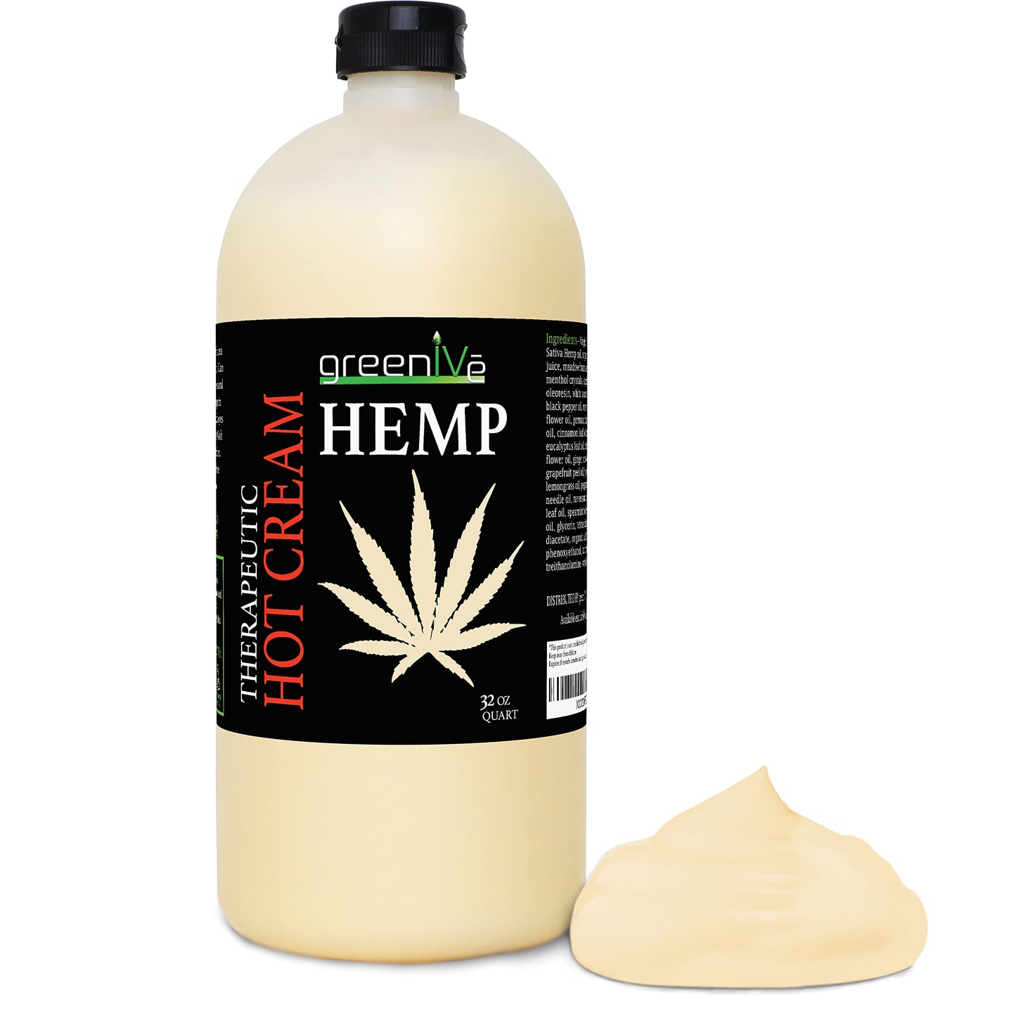 Greenive Hemp Hot Cream Soothing Moisturizing Hemp Hot Cream Exclusively On Amazon (32 Oz)