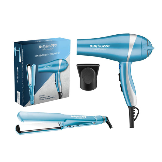 BaBylissPRO Nano Titanium Limited Edition Prepack - Hair Dryer and 1.5'' ultra-thin straightening iron