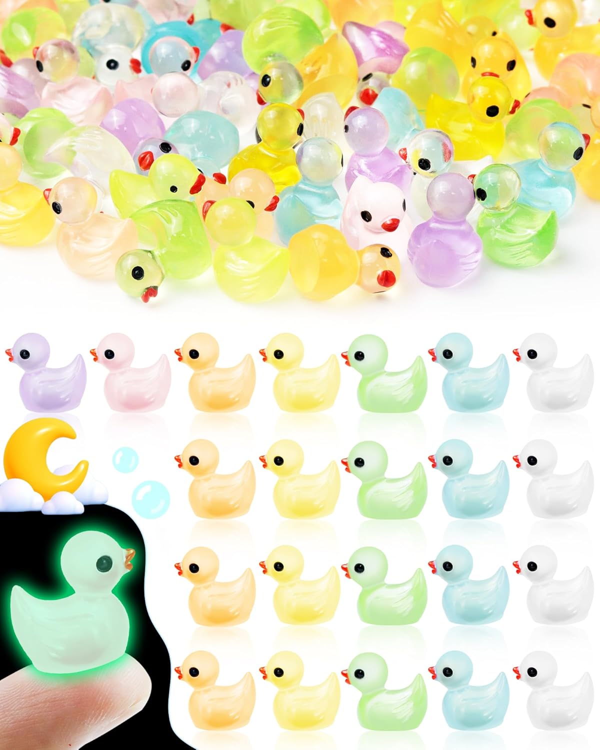 FIVEIZERO 100PCS Luminous mini Resin Animals Bulk - 20 Styles Glow in The Dark Plastic Tiny Animals Figures for Dollhouse, Fairy Garden, Aquarium, Party Favors & DIY Craft Decor