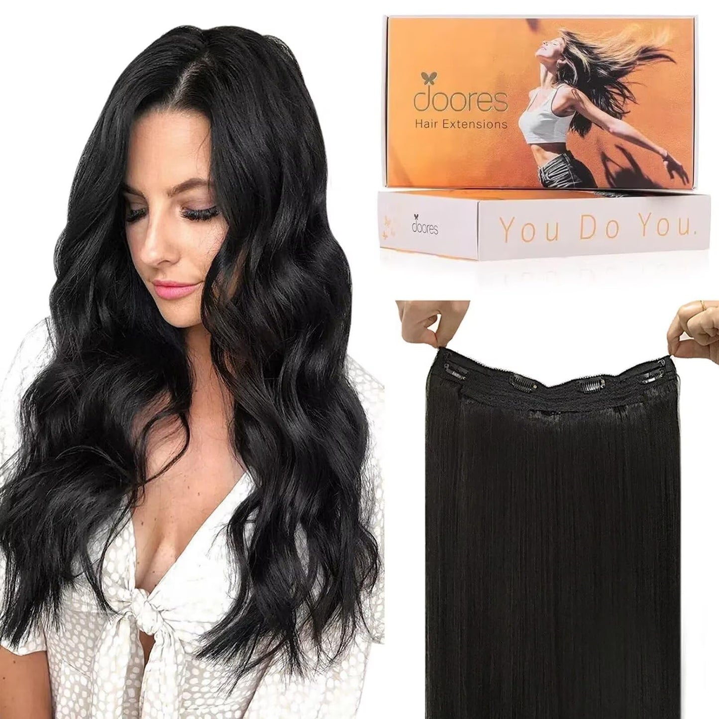 Doores Wire Hair Extensions 20 Inch 110 G Remy Human Wire Hair Extensions Invisible Transparent Line Adjustable Hairpieces Secre
