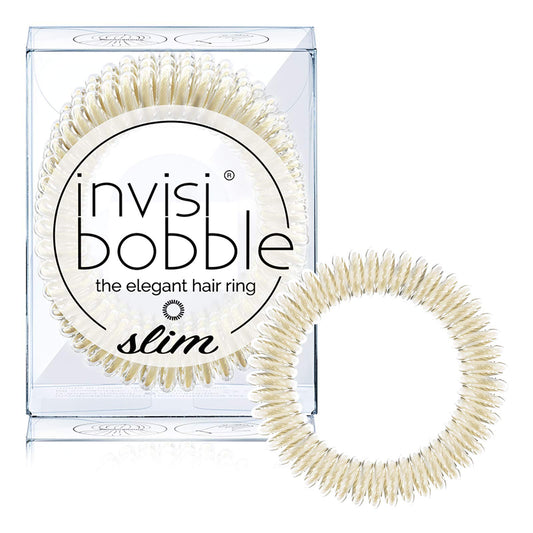 Invisibobble Slim Traceless Spiral Hair Ties - Pack Of 3, Stay Gold - Strong Elastic Grip Coil Hair Accessories For Women - No K