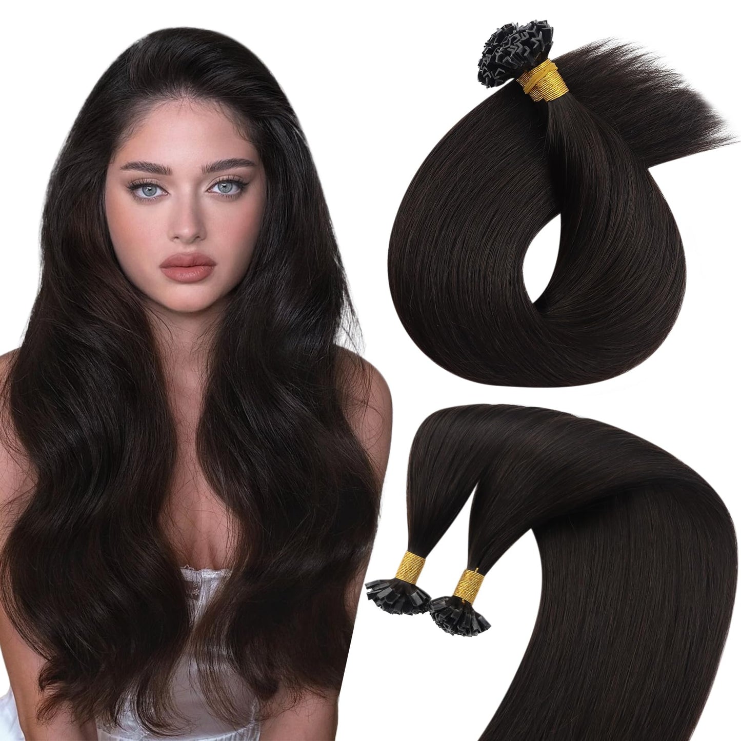 Sunny Hair K Tip Hair Extensions Real Human Hair Dark Brown K Tip Extensions Brown Keratin Tip Hair Extensions Human Hair Pre Bo