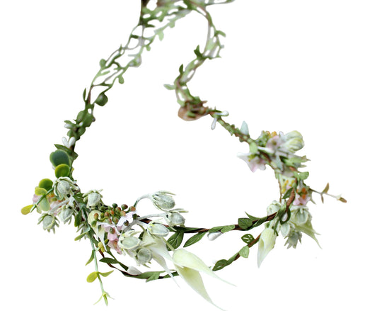 Vivivalue Wedding Flower Crown Flower Garland Headband Hair Wreath Floral Headpiece Halo Boho With Ribbon Party Prom Festival Ph