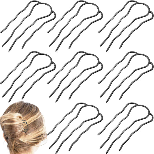 8 Pieces Hair Side Combs, Metal Hair Fork Clip Hair Pins For Buns 4 Prong Hair Updo U-Shape Hair Sticks For Women Hair Styling T