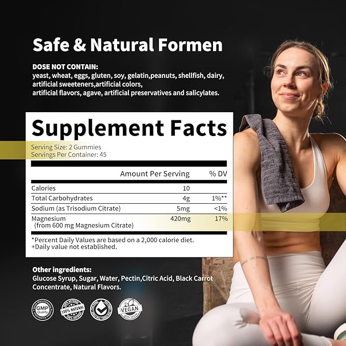 Magnesium Citrate Gummies 420mg per Serving - 180 Strawberry Gummies - Promotes Healthy Relaxation, Muscle, Bone, & Energy Support (2 Pack).
