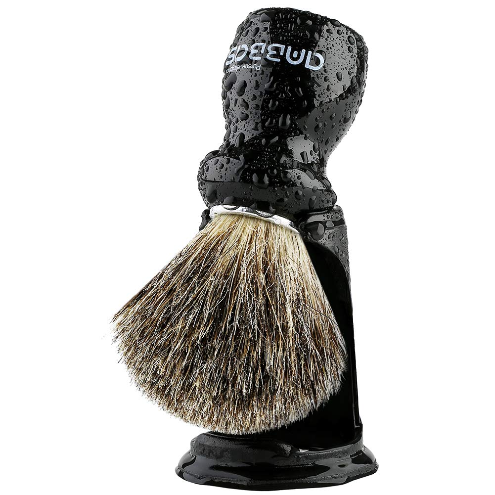 Badger Shaving Brush Holder Set,Wooden Handle Shave Brush,Contracted Design Resin Shaving Stand,2Pcs Traditional Shaving Kit For