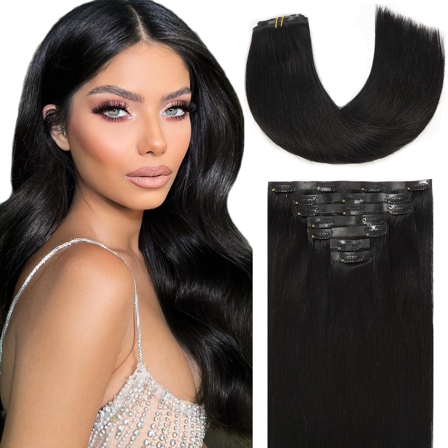 Loxxy Ultra Seamless Hair Extensions Clip In Remy Human Hair Double Pu Weft 14Inch #1 Off Black Real Human Hair Clip On Hair Ext