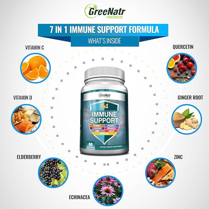 Energy Support & Immune Defense Bundle: Pure Moringa Oleifera Leaf Extract Veggie Capsules (1000 mg) with 7-in-1 Immune Support Formula for Energy, Mood, Memory, Focus