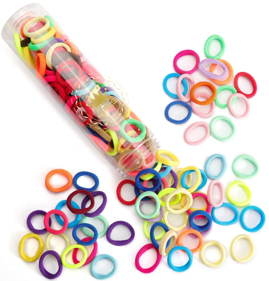 Jiris Hair Ties For Women And Kids, 100Pcs Seamless Thick Cotton Hair Band, Elastic Baby Hair Ties No Damage Ponytail Holder, Ra