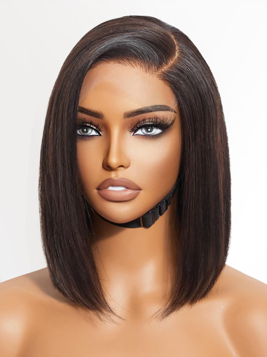 Luvme Hair 10? Blunt Cut Bob Wig Human Hair Pre Cut Glueless Hd Lace Closure Wig Pre Plucked Mature Boss Side Parted Straigh Hum