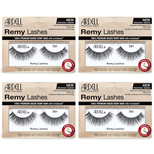Ardell Remy Lash 781, Premium Grade Remy Hair False Lashes With Invisiband, 4 Pairs