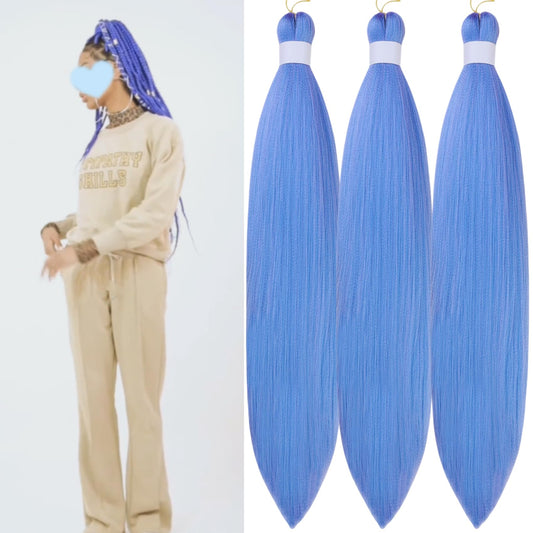 Leticia Lavender Blue Braiding Hair Pre Stretched Kanekalon Colored Hair Extensions For Braiding