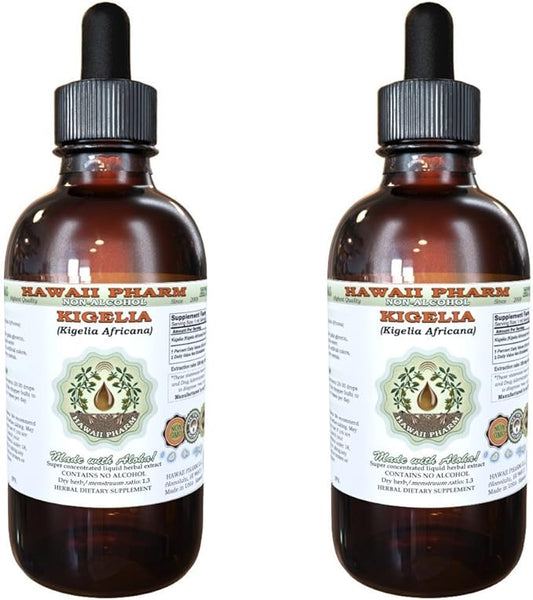 Kigelia Alcohol-Free Liquid Extract, Kigelia (Kigelia Africana) Dried Fruit Glycerite Hawaii Pharm Natural Herbal Supplement 2x2 oz