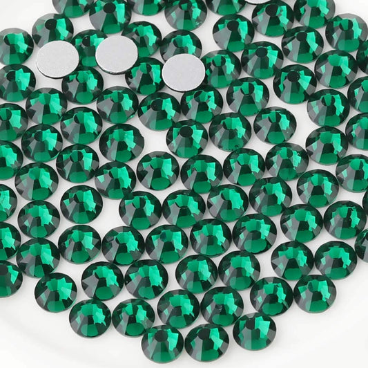 Beadsland 288Pcs Flat Back Crystal Rhinestones Round Gems For Nail Art And Craft Glue Fix,Emerald,Ss34,7.1-7.3Mm