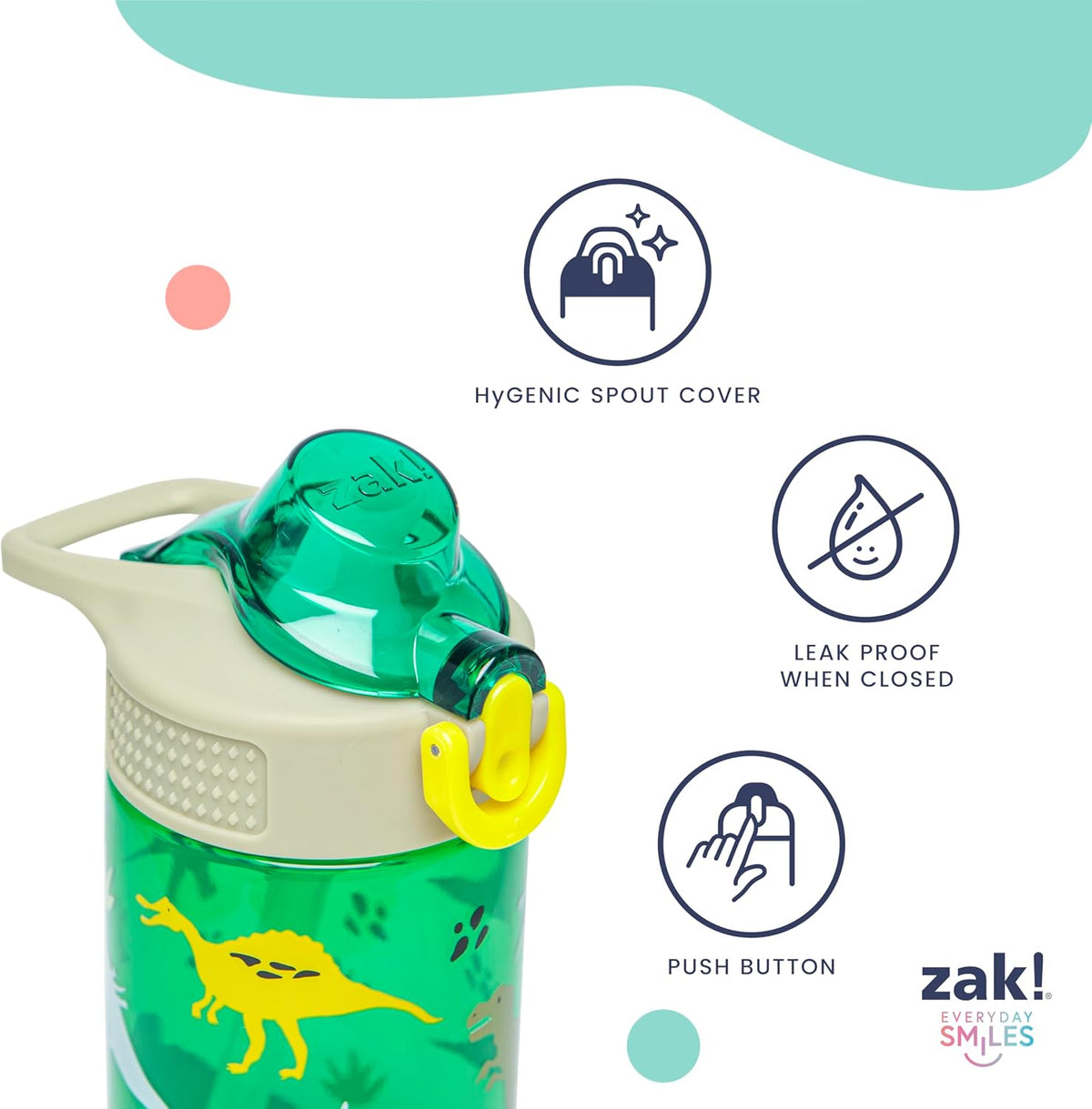 Zak Designs Marvel Spider-Man Sage 16oz Leak-Proof Straw Kids Water Bottle | BPA Free Durable Plastic, Cupholder Friendly, Dishwasher Safe, Easy to Clean, Lid Lock, Handle, For School, Home, Travel