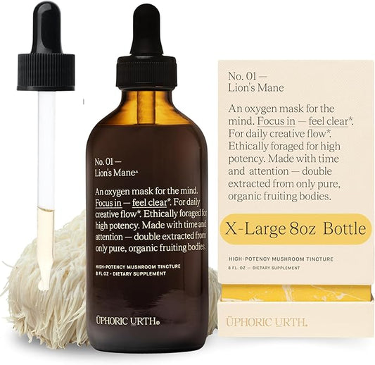 Lions Mane Extract - Double Extracted Fruitbody Mushroom Tincture, Natural Support for Mental Clarity, Brain Function, Memory, Cell Regeneration, Creativity & Mood (240 Servings)