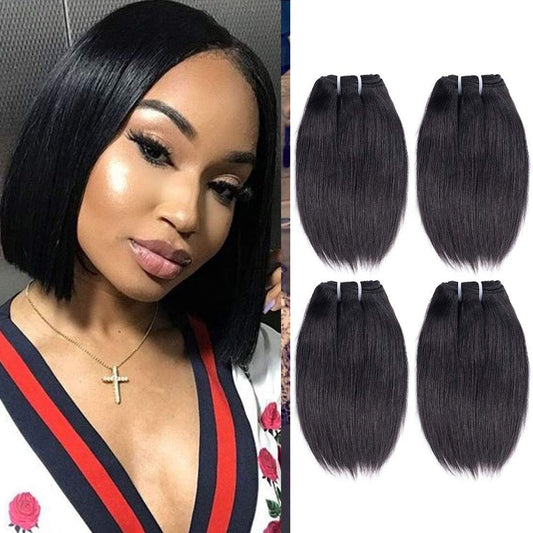 Liang Dian 8 Inch Short Human Hair Bundles Natural Color 4 Bundles 12A Brazilian Virgin Hair 100% Unprocessed Straight Human Hai