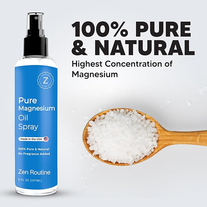 Pure Organic Magnesium Oil Spray | Made in USA 8 fl oz/237ml (Pack of 3)