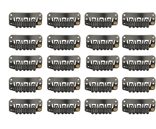 20 Pcs U-Shape Stainless Steel Snap Clips For Hair Extensions, Wigs, Hairpieces - Black Wig Accessories Clips & Combs