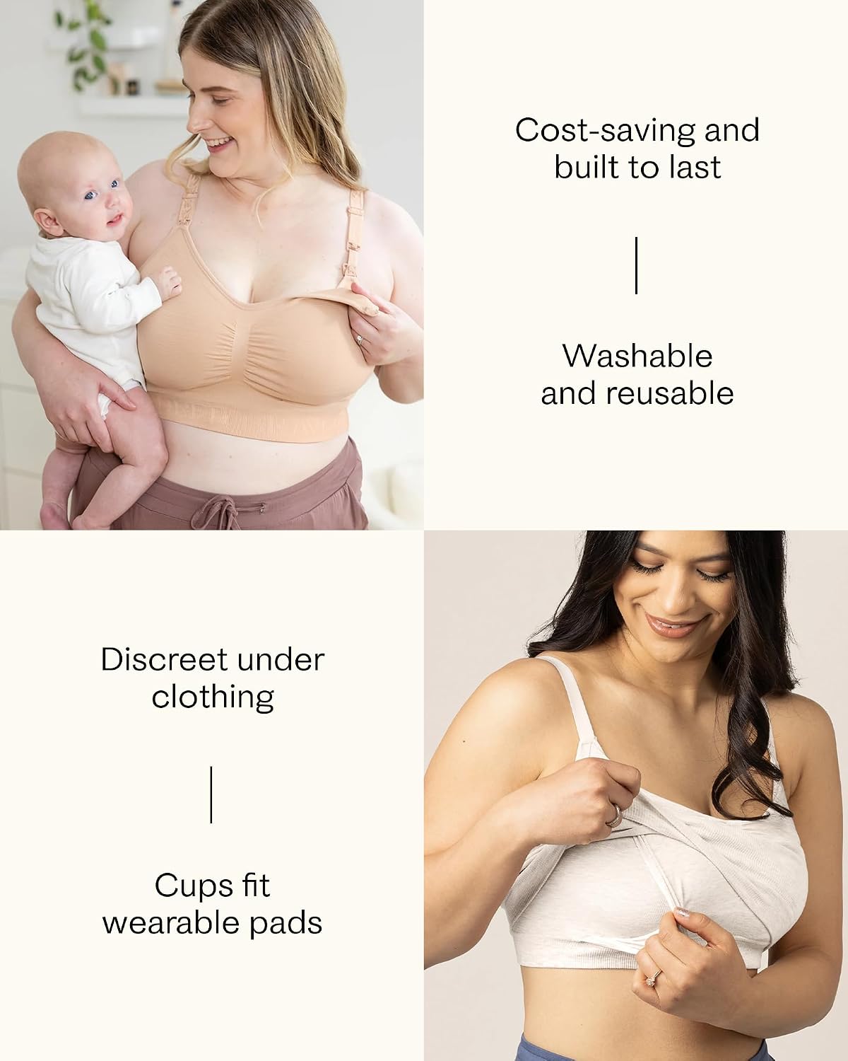 Kindred Bravely Organic Reusable Nursing Pads for Breastfeeding, 10 Pack | Soft washable breast pads with contoured fit and waterproof backing. Absorbent and gentle on sensitive skin with carrying bag