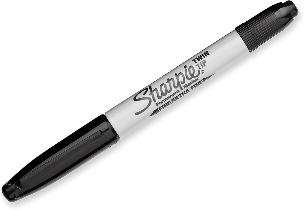 Sharpie Twin Tip Permanent Markers, Fine and Ultra Fine, Black, 12 Count