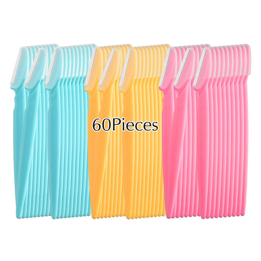 Fepito 60Pcs Eyebrow Razor Shaper Shavers Trimmers For Women And Men Face Hair Removers Multipurpose Exfoliating Face Razor