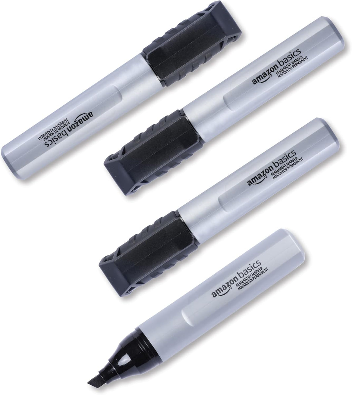 Amazon Basics Large Chisel Tip Permanent Markers, Quick Drying, Fade Resistant, Black, 12-Pack