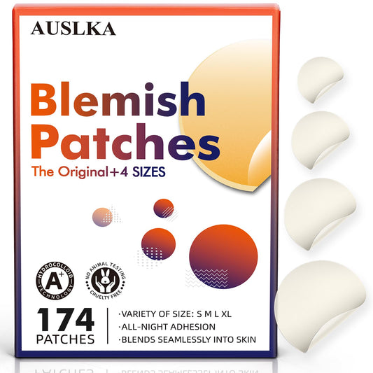 Auslka Blemishes Patches -175 Patches - Hydrocolloid Spot Dots - Blemishes Patch - Pimple Stickers, For Face Absorbing Cover Pat