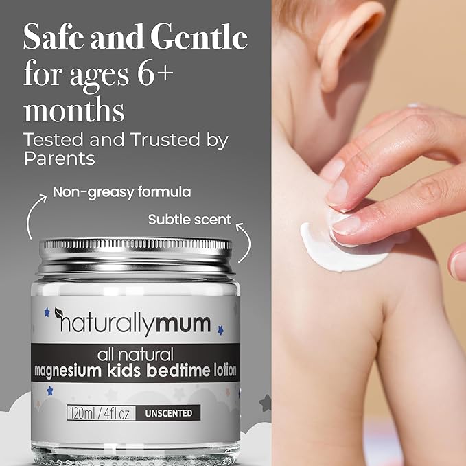 Magnesium Bedtime Lotion for Kids & Babies [NATURAL & SAFE] - Topical Kids Magnesium Cream Lotion for Sleep - Safe for Babies (6M+) - Support for Sleep, Bone & Overall Kids Health