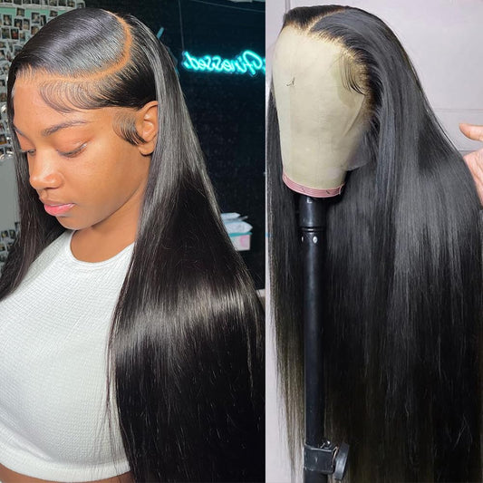 Iris Queen 13X4 220 Density Hd Lace Front Human Hair Wigs For Black Women Pre Plucked 12A Straight Glueless Transparent Lace Fro